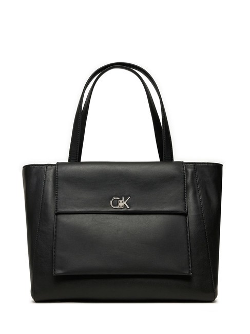 CALVIN KLEIN CK MEDIUM Bolsa de compras con bolsillo pvh negro - Bolsos Mujer