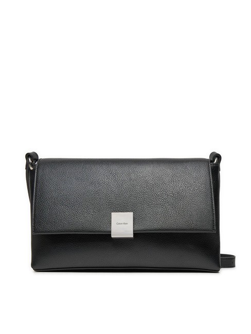 CALVIN KLEIN CK PLAQUE Bolso bandolera mediano pvh negro - Bolsos Mujer