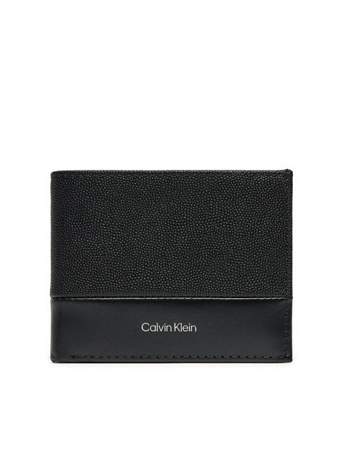 CALVIN KLEIN CK MUST Cartera de cuero, monedero caviar negro granulado/liso - Carteras Hombre