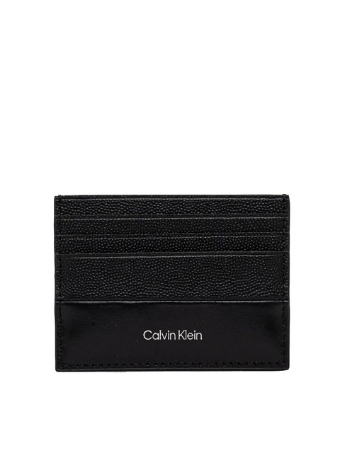 CALVIN KLEIN CK MUST Tarjetero de piel de 6 cc. caviar negro granulado/liso - Carteras Hombre