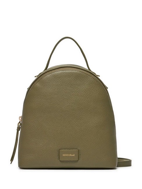 COCCINELLE VOILE Mochila redonda de piel texturizada verde laurel - Bolsos Mujer