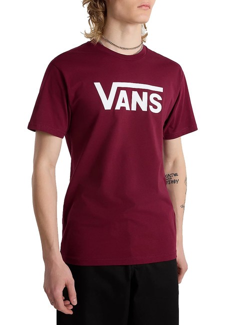 VANS CLASSIC Camiseta de algodón de manga corta burdeos/blanco - camiseta