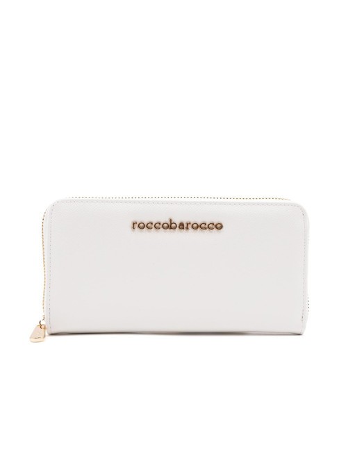 ROCCOBAROCCO LOGO METALLICO Cartera grande con cremallera alrededor blanquecino - Carteras Mujer