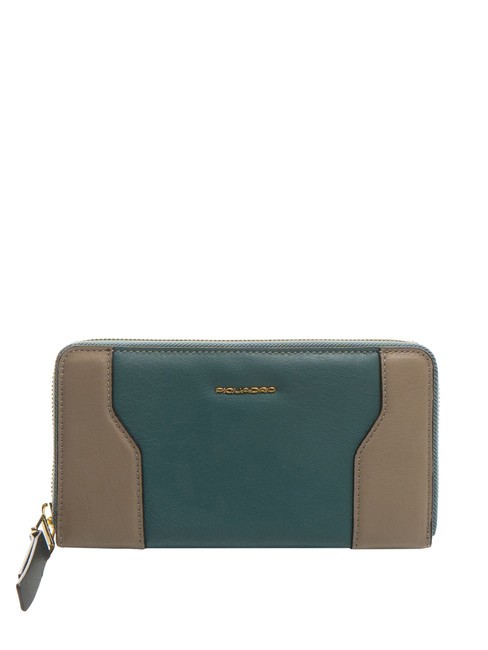 PIQUADRO W99 Cartera de cuero verde azulado - Carteras Mujer