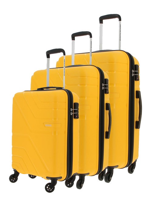 AMERICAN TOURISTER UPLAND Juego de 3 carros: cabina, mediano, grande amarillo - Set Trolley