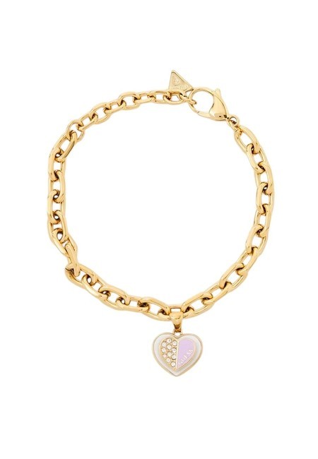 GUESS LOVELY GUESS Pulsera con dije de corazón oro amarillo/lila - Pulseras