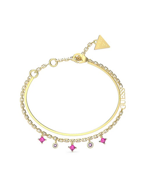 GUESS PERFECT LIAISON Pulsera doble con charms oro amarillo/fucsia - Pulseras