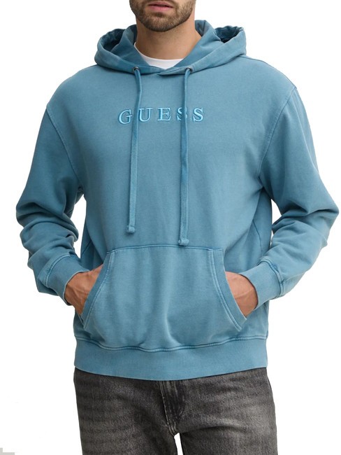 GUESS FINCH TERRY Sudadera con bolsillo y capucha tormenta salvaje azul mult - Sudaderas