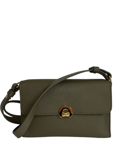 COCCINELLE BINXIE Bolso bandolera de piel martillada verde laurel - Bolsos Mujer