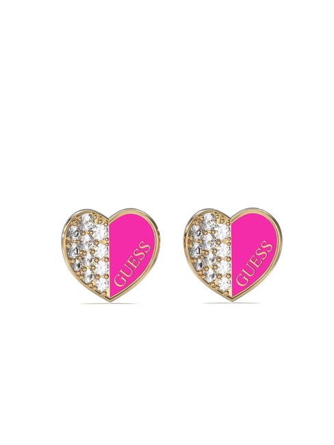 GUESS LOVELY GUESS Pendientes de corazón con cristales oro amarillo/fucsia - Pendientes