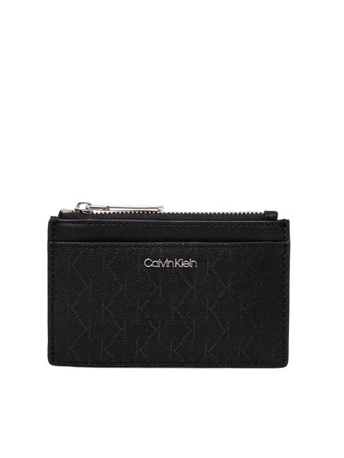 CALVIN KLEIN CK MUST Tarjetero plano con cremallera blackmono - Carteras Mujer