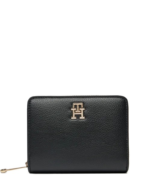 TOMMY HILFIGER TH SOFT LOGOTAPE Cartera mediana con cremallera negro - Carteras Mujer