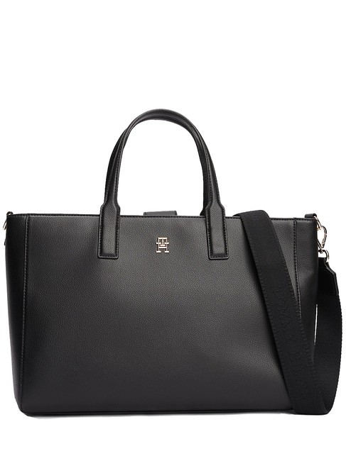 TOMMY HILFIGER TH SOFT LOGOTAPE Shopper de mano, con bandolera. negro - Bolsos Mujer