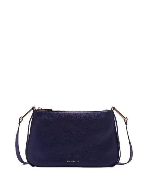 COCCINELLE MAGIE Bolso plano de piel con textura azul real - Bolsos Mujer