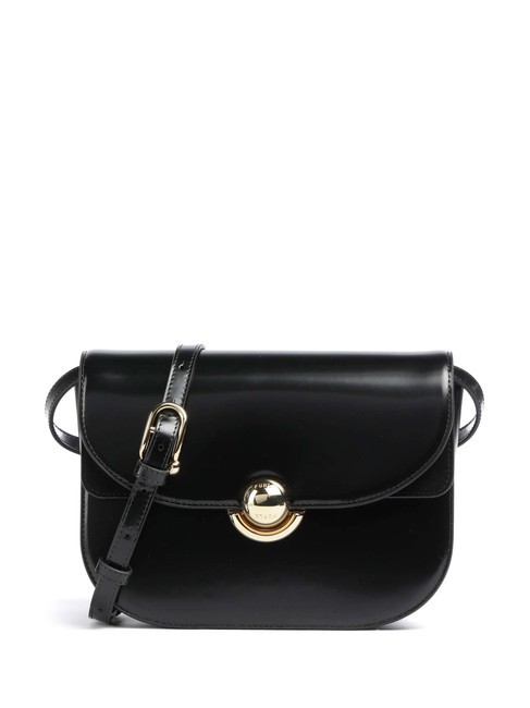 FURLA SFERA Bolso bandolera de piel con solapa negro - Bolsos Mujer