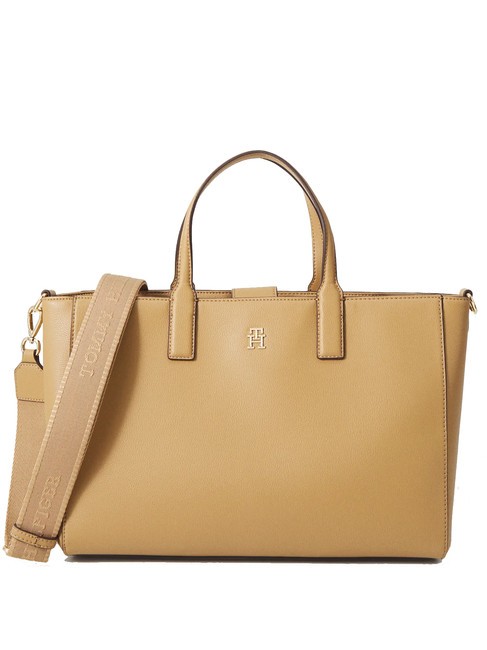 TOMMY HILFIGER TH SOFT LOGOTAPE Shopper de mano, con bandolera. lienzo de safari - Bolsos Mujer