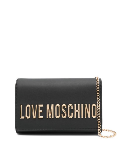 LOVE MOSCHINO BOLD LOGO Bolso con solapa y bandolera de cadena negro - Bolsos Mujer