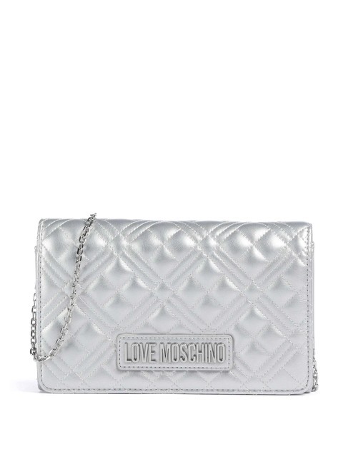 LOVE MOSCHINO QUILTED Bolso de mano con bandolera de cadena plata - Bolsos Mujer