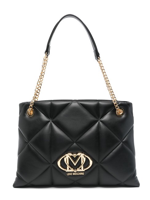 LOVE MOSCHINO GEOMETRIC Bolso bandolera con asas de cadena negro - Bolsos Mujer