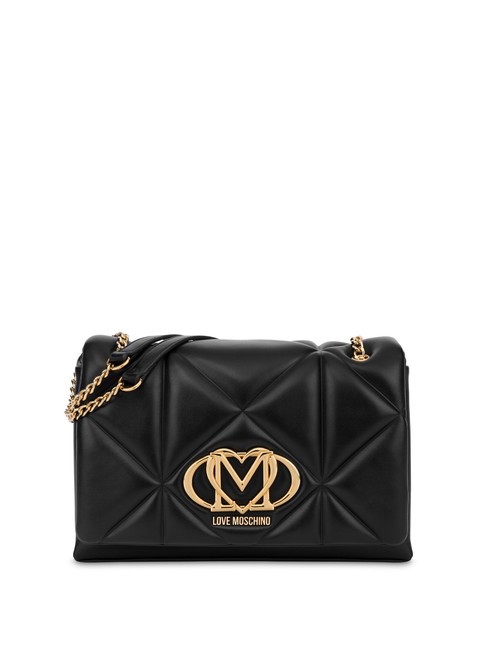 LOVE MOSCHINO GEOMETRIC Bolso convertible con solapa negro - Bolsos Mujer