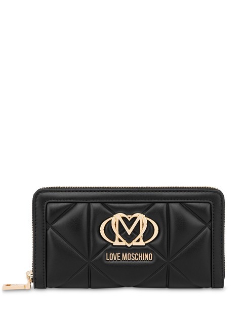 LOVE MOSCHINO GEOMETRIC Cartera grande con cremallera alrededor negro - Carteras Mujer