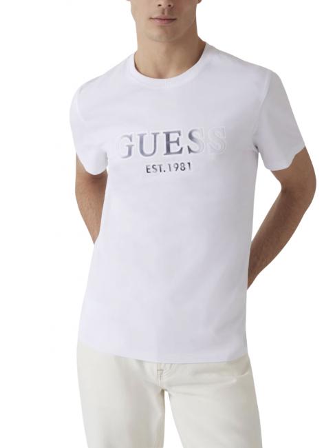 GUESS SS CN SPRAYED FLOCK LOGO  Camiseta de algodón purwhite - camiseta