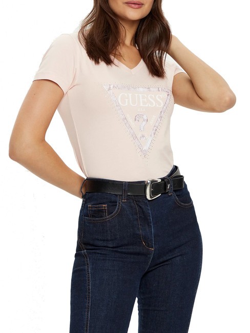 GUESS SS VN PYTHON TRIANGLE Camiseta de manga corta rosa suave - camiseta