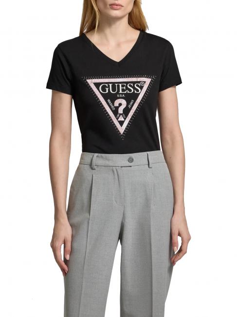 GUESS SS VN PYTHON TRIANGLE Camiseta de manga corta jetbla - camiseta