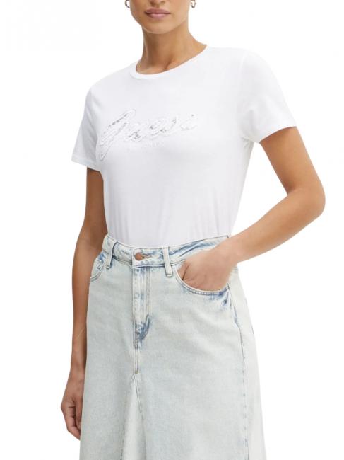 GUESS SS SCRIPT LACE LOGO EASY  Camiseta de algodón purwhite - camiseta