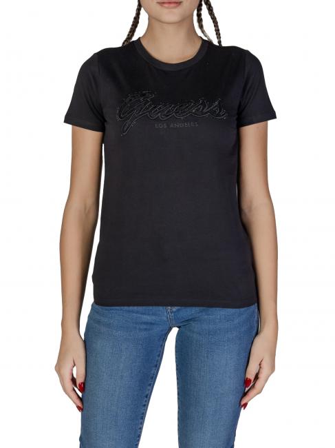 GUESS SS SCRIPT LACE LOGO EASY  Camiseta de algodón jetbla - camiseta