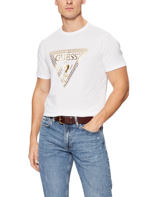 GUESS SS BSC CHAIN TRILOGO Camiseta de algodón purwhite - camiseta