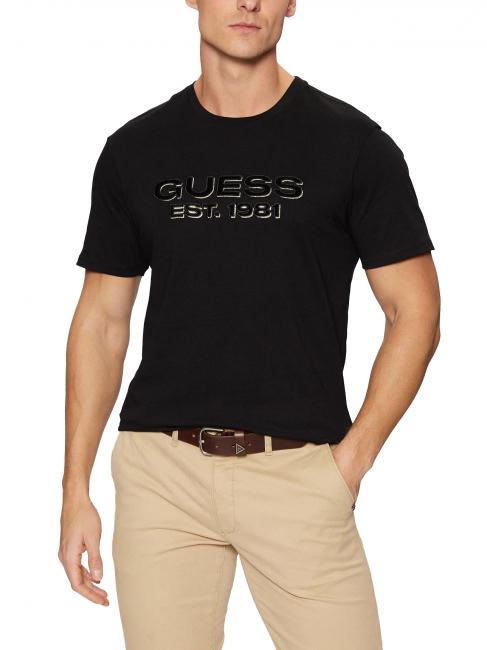 GUESS SS BSC VELVET LOGO  Camiseta de algodón jetbla - camiseta