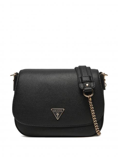 GUESS FEDORA Bolso bandolera pequeño con solapa NEGRO - Bolsos Mujer