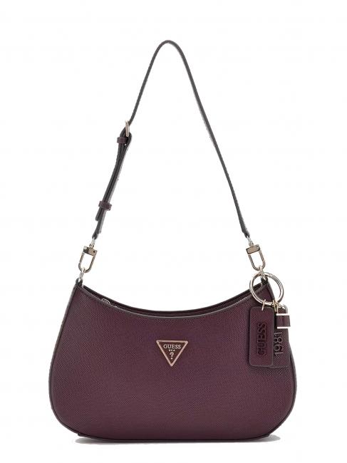 GUESS NOELLE bolso de hombro con cremallera en la parte superior berenjena - Bolsos Mujer