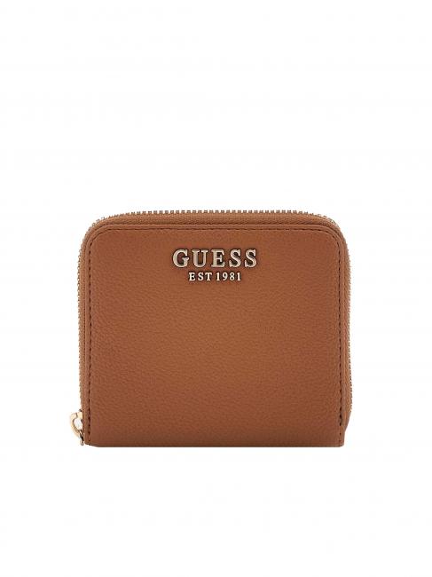 GUESS LAUREL Cartera pequeña con cremallera COGNAC - Carteras Mujer