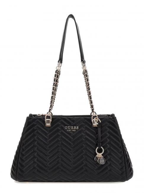 GUESS ANNING Bolso acolchado con asas de cadena NEGRO - Bolsos Mujer