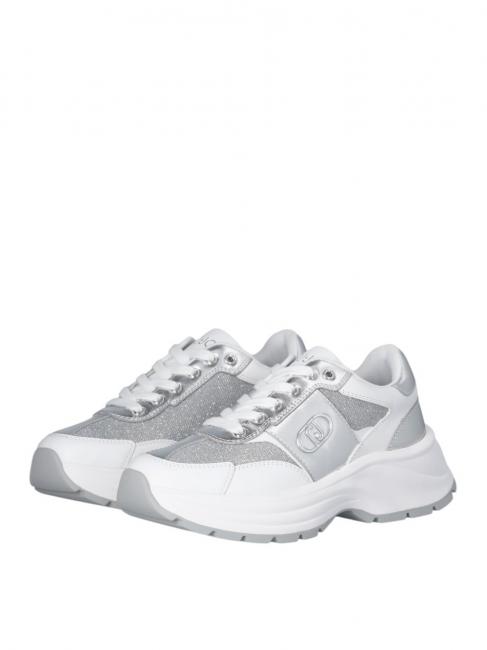 LIUJO EVA 02 Deportivas de piel y lúrex plata blanca - Zapatos Mujer