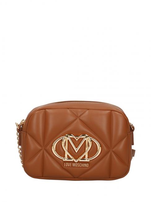 LOVE MOSCHINO GEOMETRIC QUILTED Mini bolso de hombro camello - Bolsos Mujer