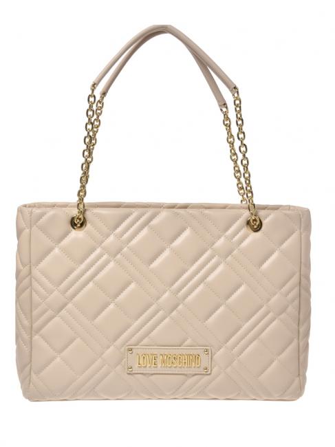 LOVE MOSCHINO QUILTED Bolso shopping con asas de cadena Marfil - Bolsos Mujer