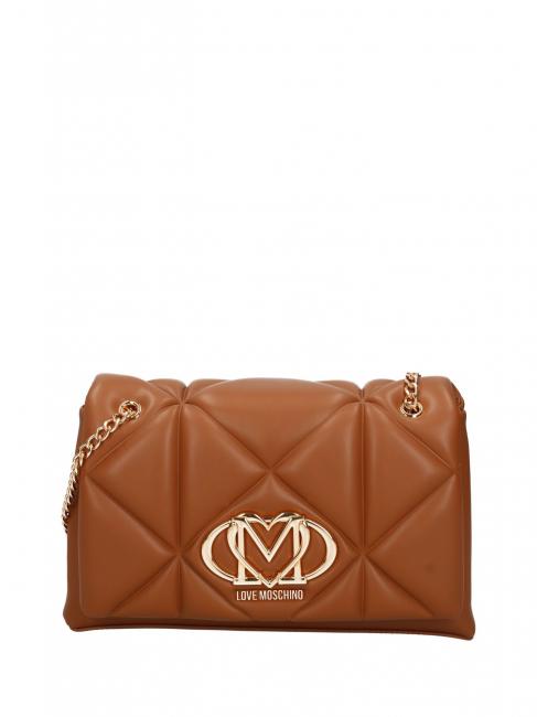 LOVE MOSCHINO GEOMETRIC Bolso convertible con solapa camello - Bolsos Mujer