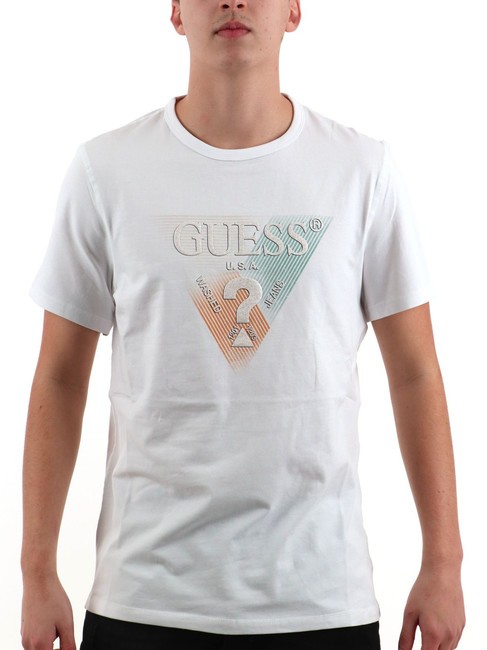 GUESS SS CN TRIANGLE Camiseta de manga corta purwhite - camiseta