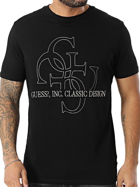 GUESS SS BSC CLASSIC QUATTRO Camiseta de algodón jetbla - camiseta