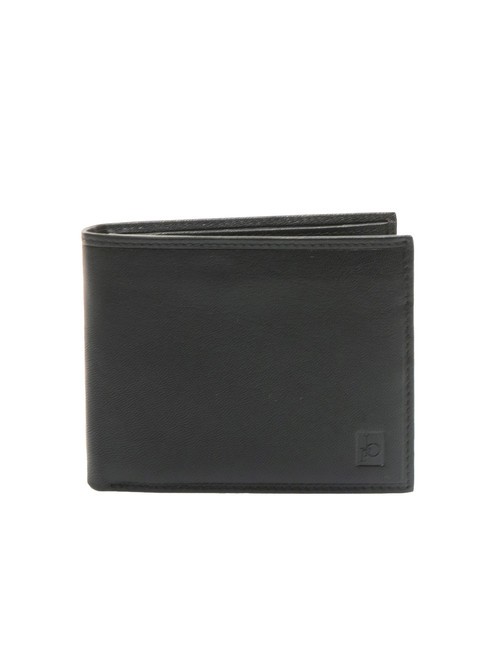 ROCCOBAROCCO PLAIN Cartera de piel con solapa y monedero negro - Carteras Hombre