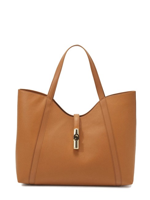 FURLA GOCCIA Bolso shopper grande de piel brandy - Bolsos Mujer