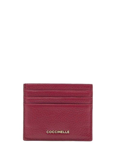 COCCINELLE METALLIC SOFT  Tarjetero plano de piel sangría - Carteras Mujer