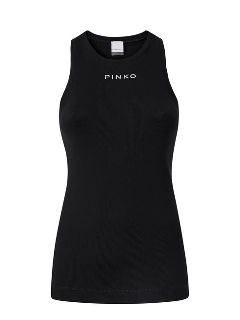 PINKO DISTINTO Camiseta sin mangas de canalé limusina negra - camiseta