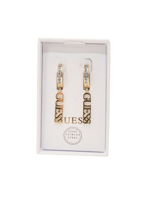 GUESS TOC Pendientes con colgante con logo oro amarillo/zafiro claro - Pendientes