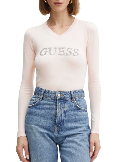 GUESS HOLLY LOGO  Suéter rosa de bajo perfil - Suéteres de mujer