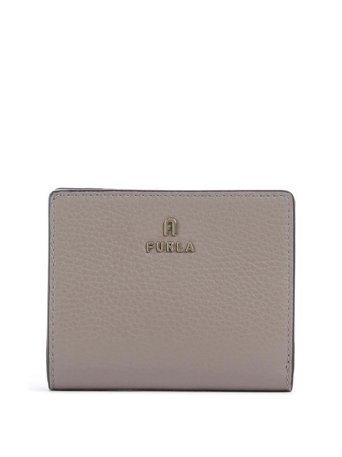 FURLA CAMELIA Cartera compacta de piel de becerro estuco gris - Carteras Mujer