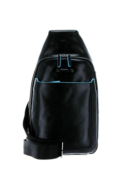 PIQUADRO BLUE SQUARE Mochila de piel de un solo hombro negro - Bandoleras Hombre